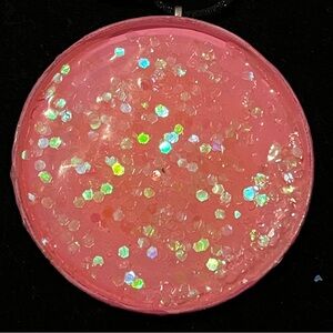 Rare Unique One of a Kind Handmade Pink Glitter Pendant Necklace